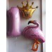 Μπαλόνια Flamingo για γενέθλια με Κορώνα  